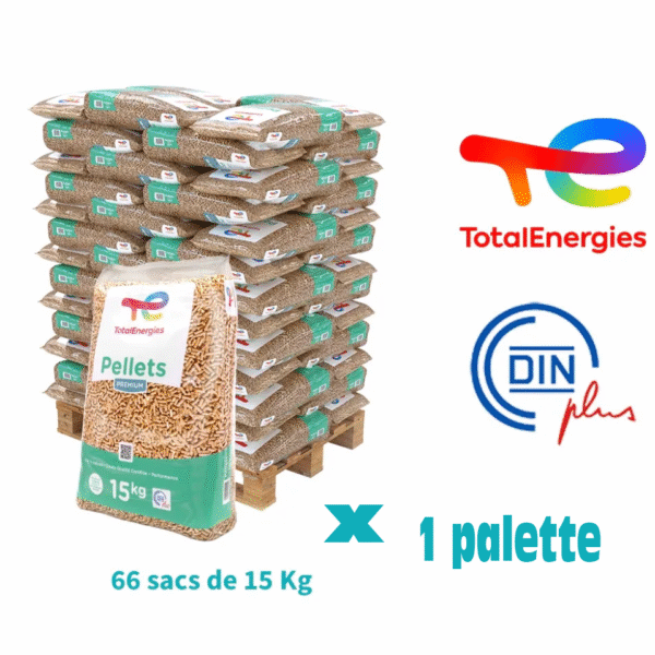 1 Palette de Granulés de bois TotalEnergies – 66 Sac de 15 Kg